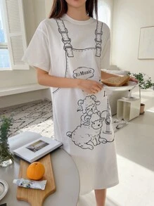 DAZY Váy ngủ & áo ngủ Nữ Hoạt hình Slogan Giải trí - trắng - Xem 1