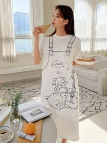 DAZY Váy ngủ & áo ngủ Nữ Hoạt hình Slogan Giải trí - trắng - Xem 4