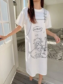 DAZY Váy ngủ & áo ngủ Nữ Hoạt hình Slogan Giải trí - trắng - Xem 5