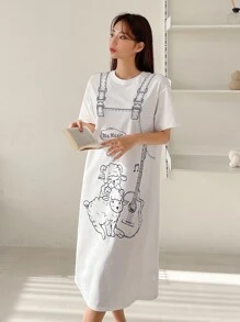 DAZY Váy ngủ & áo ngủ Nữ Hoạt hình Slogan Giải trí - trắng - Xem 6