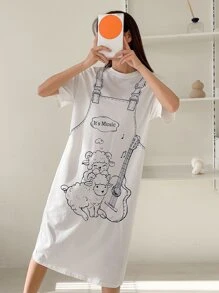 DAZY Váy ngủ & áo ngủ Nữ Hoạt hình Slogan Giải trí - trắng - Xem 9