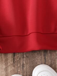 SHEIN Tween Girl Frill Trim Drop Shoulder Sweatshirt - Burgundy - View 6