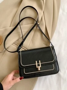 Túi đeo vai nữ mini thời trang thông thường mới Khóa kim loại màu đỏ - màu đen - Xem 2