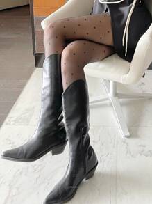 Heart Pattern Tights - Black - View 3