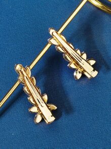 2个装立方氧化锆花朵装饰发夹，优雅爪夹，发卡，发饰，发夹 - 金色 - 查看 3