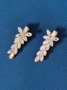 2个装立方氧化锆花朵装饰发夹，优雅爪夹，发卡，发饰，发夹 - 金色 - 查看 5