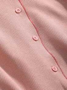 DAZY 素色前紐扣西裝領家居服套裝 - 珊瑚粉 - 查看 5