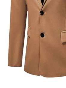 Manfinity Mode 男士單排釦西裝外套和褲子 - 駝色 - 查看 3