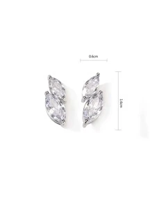rakol Cubic Zirconia Decor Stud Earrings For Women For Party Banquet Wedding - Silver - View 7