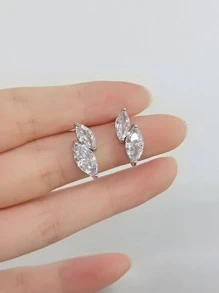 rakol Cubic Zirconia Decor Stud Earrings For Women For Party Banquet Wedding - Silver - View 5