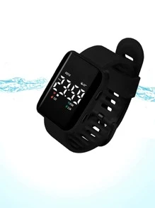 Hombres Reloj digital forma cuadrada - Negro - Ver 2