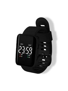 Hombres Reloj digital forma cuadrada - Negro - Ver 3