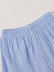 SHEIN Baby Boy Striped Patched Pocket Bodysuit & Shorts - Blue and White - View 7