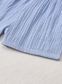 SHEIN Baby Boy Striped Patched Pocket Bodysuit & Shorts - Blue and White - View 8