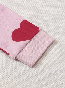 Baby Heart Print Button Front Top & Pinafore Shorts - Pink - View 4