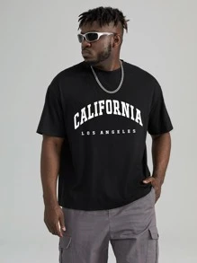 Manfinity Hombres Camiseta con estampado de letra - Negro - Ver 1