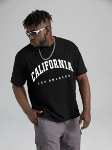 Manfinity Hombres Camiseta con estampado de letra - Negro - Ver 5