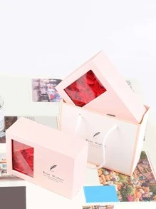 1入組花朵裝飾首飾收納盒附包 - 粉色 - 查看 3