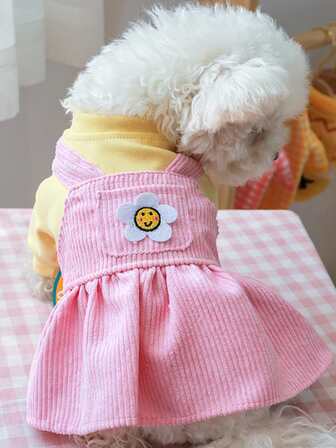 1pc Flower Patch Decor Pet Dress