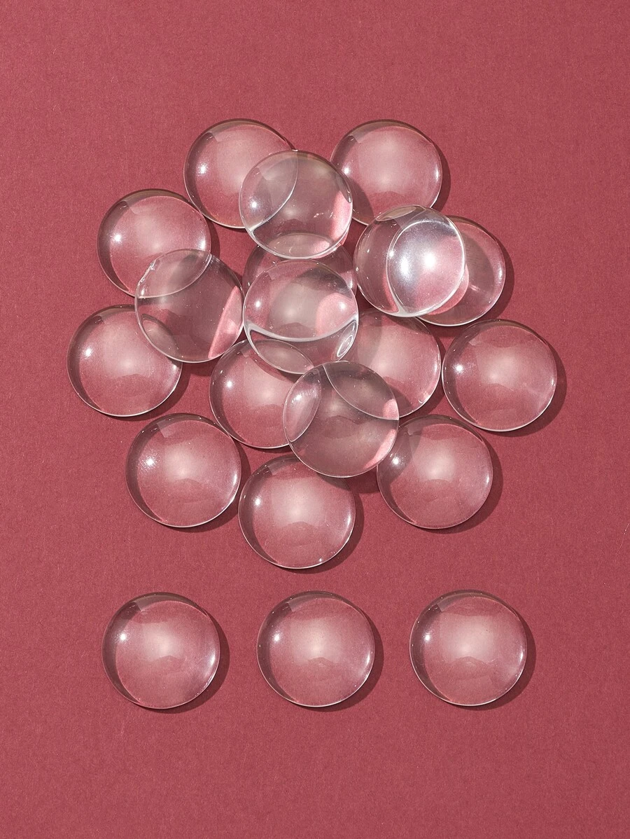 20pcs Round Transparent Glass Cabochons DIY Jewelry Accessory - Clear - View 1