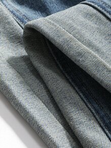 DAZY Colorblock Patched Pocket Wide Leg Jeans - Medium Wash - View 4