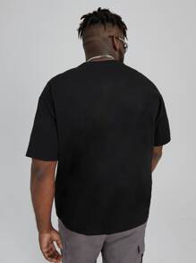 Manfinity Men Plus Letter Graphic Tee - Black - View 2