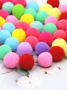 40/100 piezas Bolas de felpa de poliéster de alta elasticidad de colores, colores aleatorios DIY - Multicolor - Ver 12