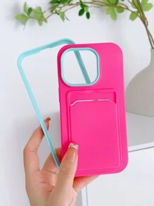 Rose Pink Phone Case With Card Slot - Hot Pink - View 2