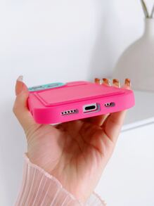 Rose Pink Phone Case With Card Slot - Hot Pink - View 3