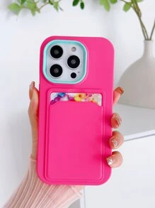 Rose Pink Phone Case With Card Slot - Hot Pink - View 5