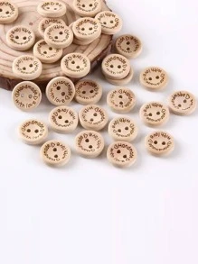 50pcs 2 Hole Natural Wooden Button Handmade With Love, Wood Button For Scrapbooking Craft, DIY Baby Clothing Sewing Accessory