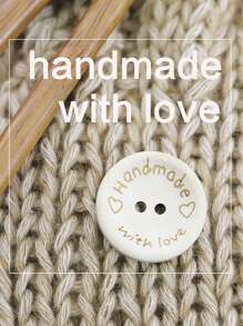 50pcs 2 Hole Natural Wooden Button Handmade With Love, Wood Button For Scrapbooking Craft, DIY Baby Clothing Sewing Accessory