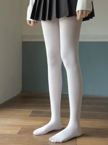 極簡風格素色褲襪 - 白色 - 查看 2