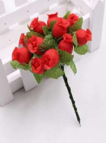 1bunch Fabric Artificial Flower Bouquet, Artificial Flower Bundle For Party - Multicolor - View 1