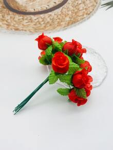 1bunch Fabric Artificial Flower Bouquet, Artificial Flower Bundle For Party - Multicolor - View 3