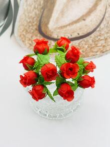 1bunch Fabric Artificial Flower Bouquet, Artificial Flower Bundle For Party - Multicolor - View 4