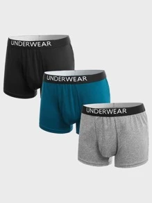 Extended Sizes Men 3pack Contrast Letter Tape Boxer Brief - Multicolor - View 1