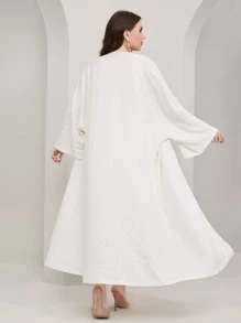 Al Najma Plus Batwing Sleeve Open Front Abaya - White - View 3