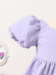 小女童泡泡袖褶邊荷葉邊洋裝