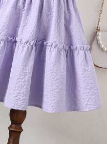 小女童泡泡袖褶邊荷葉邊洋裝