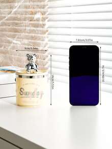 1 pieza Caja de almacenamiento con diseño de oso - Beis - Ver 2