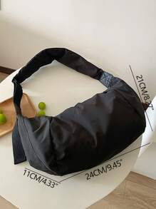 Minimalist Hobo Bag - Black - View 4
