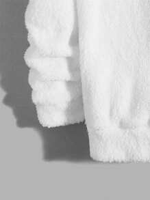 Manfinity Men Letter Embroidery Flannelette Sweatshirt - White - View 4