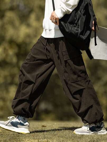 Manfinity EMRG 男士燈芯絨側翻蓋口袋工裝褲