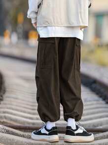 Manfinity EMRG 男士燈芯絨側翻蓋口袋工裝褲