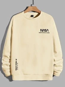 Manfinity Homme Men Letter Graphic Sweatshirt - Khaki - View 1