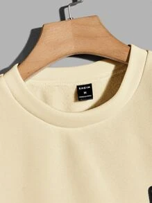 Manfinity Homme Men Letter Graphic Sweatshirt - Khaki - View 4