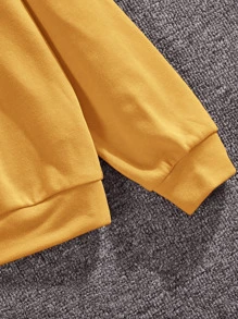 SHEIN Tween Boy Rabbit And Slogan Graphic Sweatshirt - Yellow - View 4