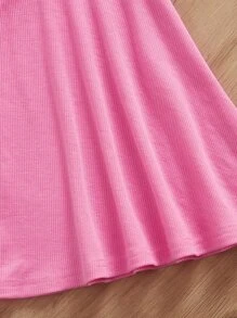 SHEIN Girls Heart Print Flounce Sleeve Tee & Flare Leg Trousers - Multicolor - View 4