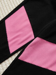 SHEIN Leap Crew Cô gái Tween Bảng chữ cái Hem cao thấp Hoodie & Cami ngọn & Khối màu Xà cạp - Nhiều màu - Xem 4